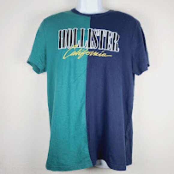 Hollister Men's Navy Green California Crew Neck Short Sleeve T-Shirt Size L - Picture 2 of 6